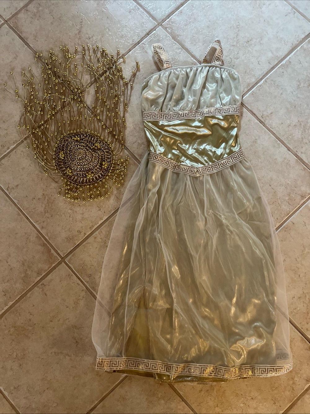 halloween costume vtg y2k gold greek goddess/Cleopatra w/headpiece girls 6x-8